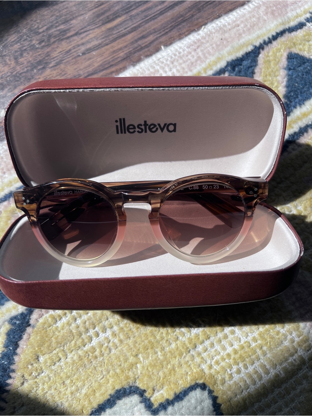 Illesteva Round Ombre Brown Acetate Sunglasses